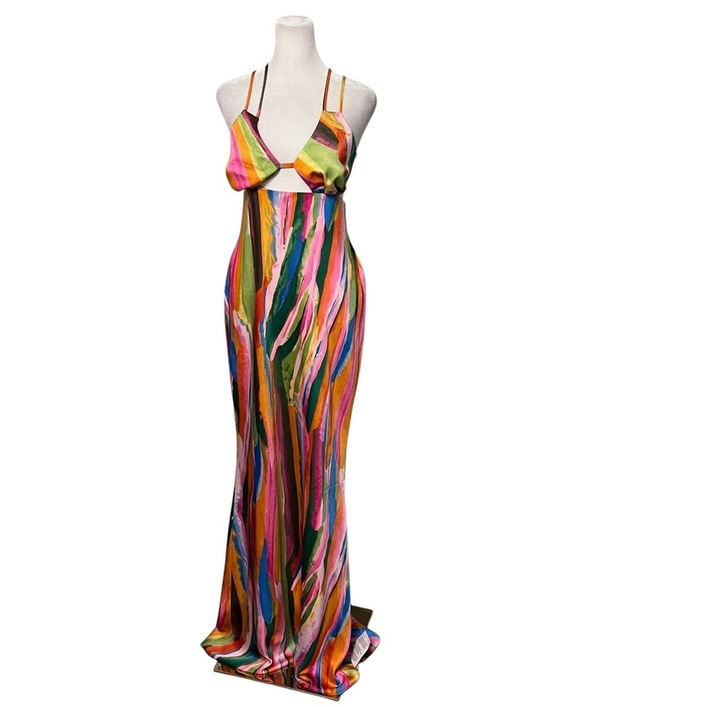 Asos Satin Cut Out Maxi Dress Size 8 Tall NWT - Picture 2 of 6